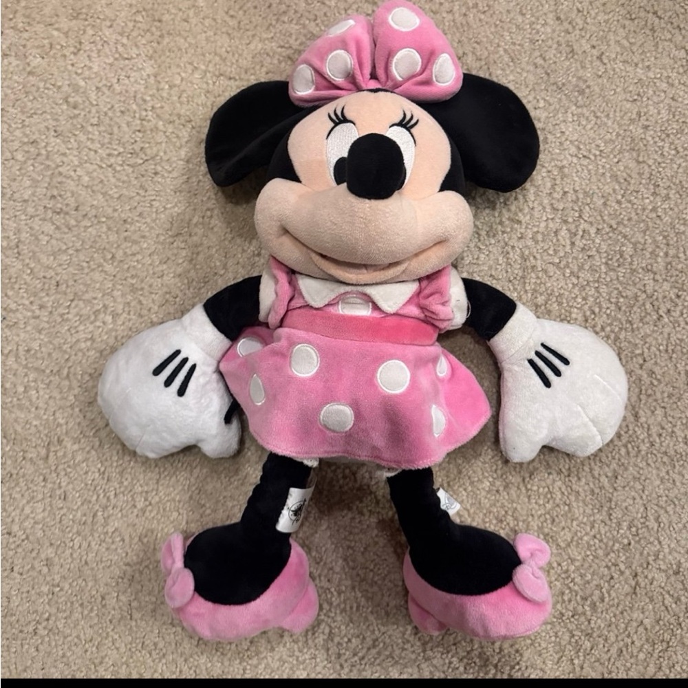 Disney Minnie Mouse Stuffed Animal Pink and Black Plush